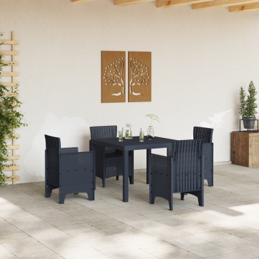 vidaXL Τραπέζι Κήπου Ανθρακί 100x100x73cm Πολυκαρμπονικό 1 τεμ.