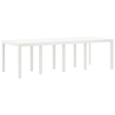 vidaXL Τραπέζι Κήπου Λευκό 250x100x73cm Πολυ Ράτταν 1 τεμ.