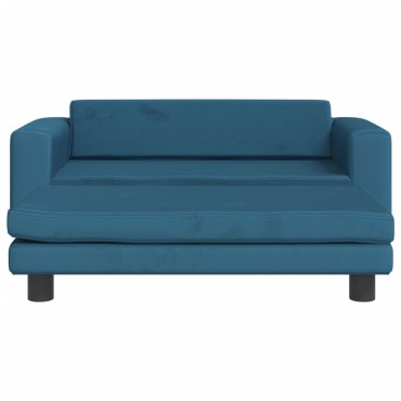 vidaXL Καναπές Παιδικός με Υποπόδιο Μπλε 100x50x30cm Βελούδινος 1 τεμ.