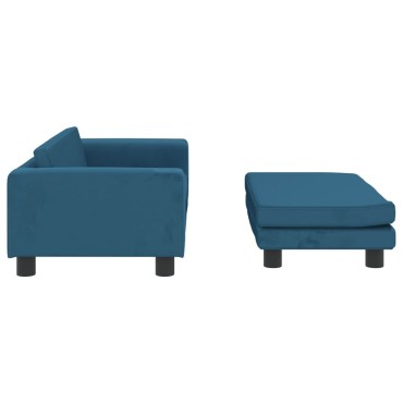 vidaXL Καναπές Παιδικός με Υποπόδιο Μπλε 100x50x30cm Βελούδινος 1 τεμ.