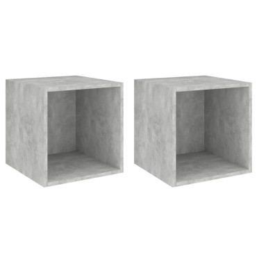 vidaXL Ντουλάπια Τοίχου 2 τεμ. Γκρι Σκυρ. 37x37x37cm από Επεξ. Ξύλο