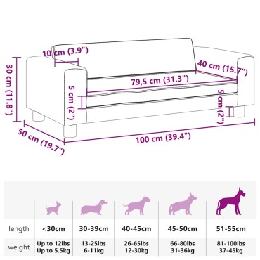 vidaXL Κρεβάτι Σκύλου με Προέκταση Μαύρο 100x50x30 εκ. Συνθετικό Δέρμα