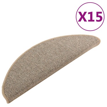 vidaXL Πατάκια Σκάλας Μοκέτα 15 τεμ. Γκρι / Καφέ 65 x 21 x 4 εκ.