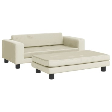 vidaXL Καναπές Παιδικός με Υποπόδιο Κρεμ 100x50x30cm Βελούδινος 1 τεμ.