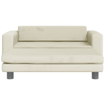 vidaXL Καναπές Παιδικός με Υποπόδιο Κρεμ 100x50x30cm Βελούδινος 1 τεμ.