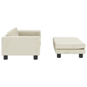 vidaXL Καναπές Παιδικός με Υποπόδιο Κρεμ 100x50x30cm Βελούδινος 1 τεμ.