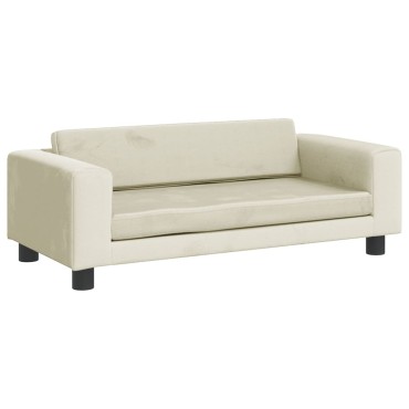 vidaXL Καναπές Παιδικός με Υποπόδιο Κρεμ 100x50x30cm Βελούδινος 1 τεμ.
