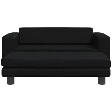 vidaXL Καναπές Παιδικός με Υποπόδιο Μαύρος 100x50x30cm Συνθ. Δέρμα 1 τεμ.