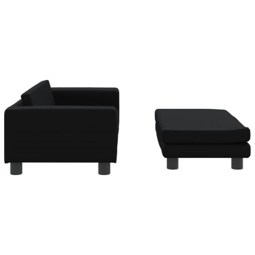 vidaXL Καναπές Παιδικός με Υποπόδιο Μαύρος 100x50x30cm Συνθ. Δέρμα 1 τεμ.