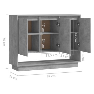 vidaXL Μπουφές Γκρι Σκυροδέματος 97x31x75cm από Μοριοσανίδα 1 τεμ.