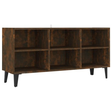 vidaXL Έπιπλο Τηλεόρασης Καπνισ. Δρυς 103,5x30x50cm Μεταλλικά Πόδια