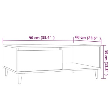 vidaXL Τραπεζάκι Σαλονιού Γκρι Sonoma 90x60x35cm Επεξεργασμένο Ξύλο 1 τεμ.