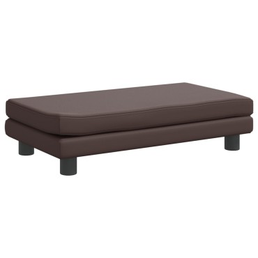 vidaXL Καναπές Παιδικός με Υποπόδιο Καφέ 100x50x30cm Συνθ. Δέρμα 1 τεμ.