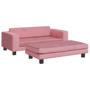 vidaXL Καναπές Παιδικός με Υποπόδιο Ροζ 100x50x30cm Βελούδινος 1 τεμ.