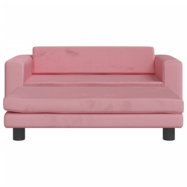 vidaXL Καναπές Παιδικός με Υποπόδιο Ροζ 100x50x30cm Βελούδινος 1 τεμ.
