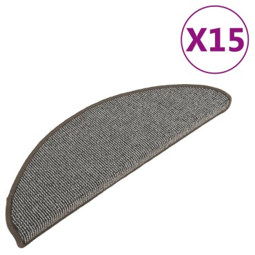vidaXL Πατάκια Σκάλας Μοκέτα 15 τεμ. Γκρι 65 x 21 x 4 εκ.
