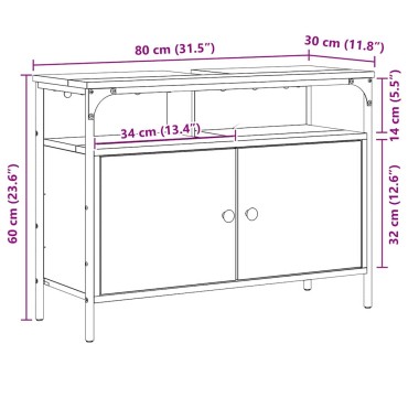 vidaXL Ντουλάπα Νιπτήρα Mπάνιου Καφέ 80x30x60cm 1 τεμ.