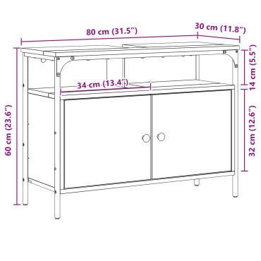 vidaXL Νιπτήρας Μπάνιου Καμπίνα Σονομά Οξιά 80x30x60cm Επεξεργασμένο Ξύλο