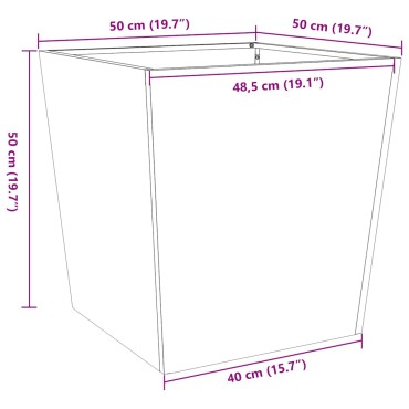 vidaXL Ζαρντινιέρα Κήπου 50x50x50 εκ. από Γαλβανισμένο Χάλυβα