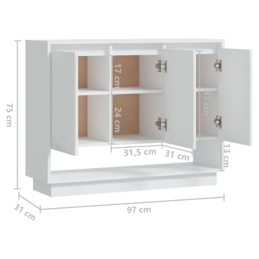 vidaXL Συρταριέρα Λευκή 97x31x75cm από Επεξεργασμένο Ξύλο 1 τεμ.