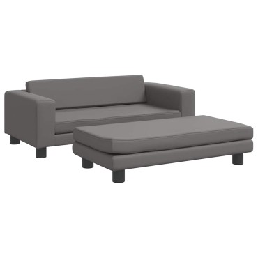 vidaXL Κρεβάτι Σκύλου με Προέκταση Γκρι 100x50x30 εκ. Συνθετικό Δέρμα