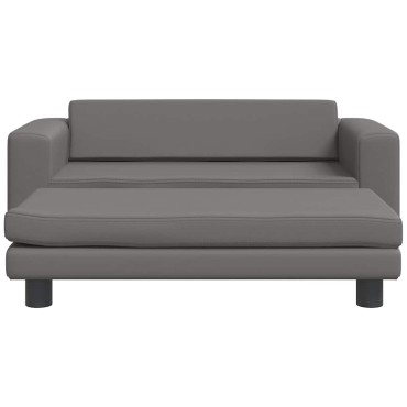 vidaXL Κρεβάτι Σκύλου με Προέκταση Γκρι 100x50x30 εκ. Συνθετικό Δέρμα