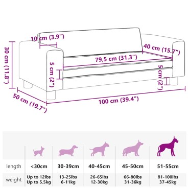vidaXL Κρεβάτι Σκύλου με Προέκταση Γκρι 100x50x30 εκ. Συνθετικό Δέρμα