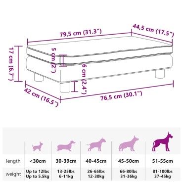 vidaXL Κρεβάτι Σκύλου με Προέκταση Γκρι 100x50x30 εκ. Συνθετικό Δέρμα