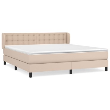 vidaXL Κρεβάτι Boxspring με Στρώμα Καπουτσίνο 180x200 εκ. Συνθ. Δέρμα