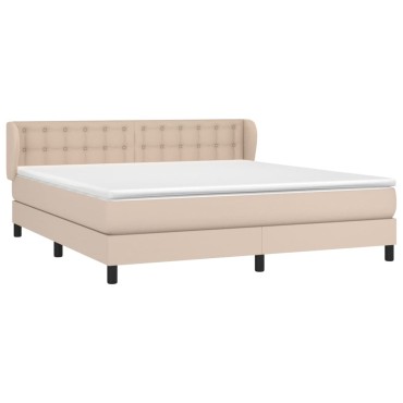 vidaXL Κρεβάτι Boxspring με Στρώμα Καπουτσίνο 180x200 εκ. Συνθ. Δέρμα