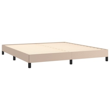 vidaXL Κρεβάτι Boxspring με Στρώμα Καπουτσίνο 180x200 εκ. Συνθ. Δέρμα