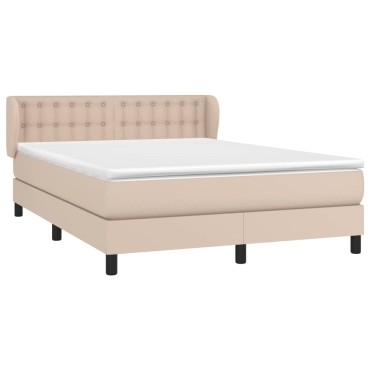 vidaXL Κρεβάτι Boxspring με Στρώμα Καπουτσίνο 140x200εκ.από Συνθ.Δέρμα
