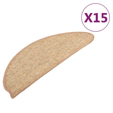 vidaXL Πατάκια Σκάλας Αυτοκόλλητα 15 τεμ. Ανοιχτό Καφέ 65x21x4 εκ.