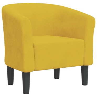 vidaXL Πολυθρόνα Μπάρελ Κίτρινη Βελούδινη 46,5x45cm 1 τεμ.