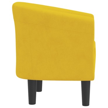 vidaXL Πολυθρόνα Μπάρελ Κίτρινη Βελούδινη 46,5x45cm 1 τεμ.