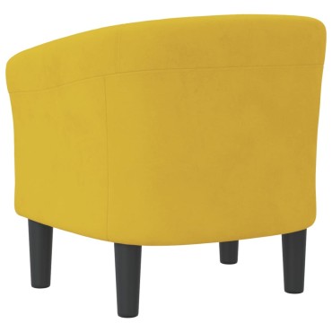 vidaXL Πολυθρόνα Μπάρελ Κίτρινη Βελούδινη 46,5x45cm 1 τεμ.