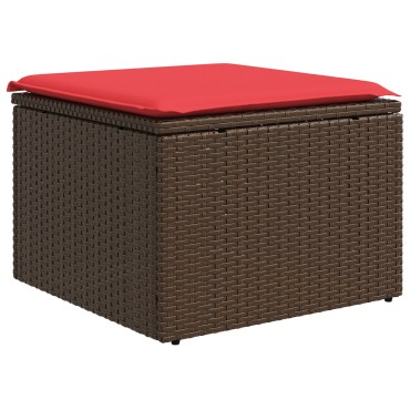 vidaXL Σκαμπό Κήπου με Μαξιλάρι Καφέ 55x55x37cm από Συνθετικό Ρατάν 1 τεμ.