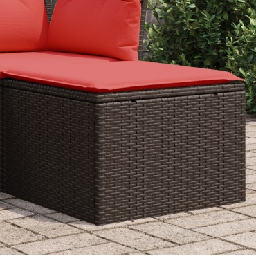 vidaXL Σκαμπό Κήπου με Μαξιλάρι Καφέ 55x55x37cm από Συνθετικό Ρατάν 1 τεμ.