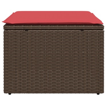 vidaXL Σκαμπό Κήπου με Μαξιλάρι Καφέ 55x55x37cm από Συνθετικό Ρατάν 1 τεμ.