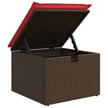 vidaXL Σκαμπό Κήπου με Μαξιλάρι Καφέ 55x55x37cm από Συνθετικό Ρατάν 1 τεμ.