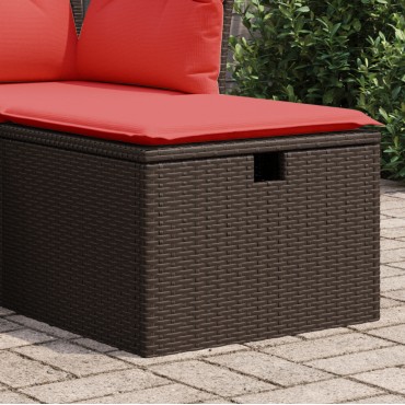 vidaXL Σκαμπό Κήπου με Μαξιλάρι Καφέ 55x55x37cm από Συνθετικό Ρατάν 1 τεμ.