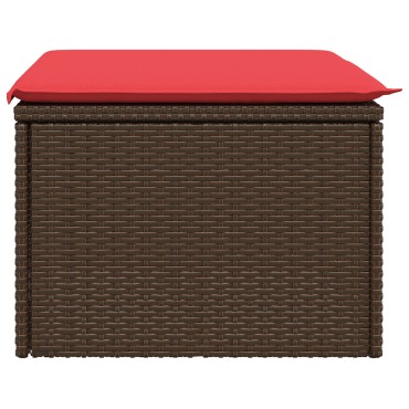 vidaXL Σκαμπό Κήπου με Μαξιλάρι Καφέ 55x55x37cm από Συνθετικό Ρατάν 1 τεμ.