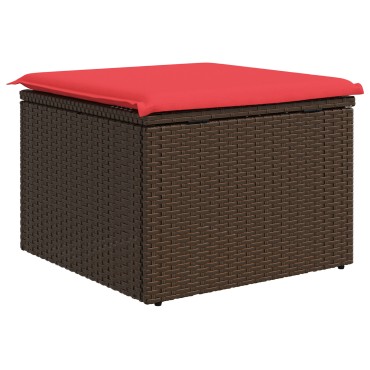 vidaXL Σκαμπό Κήπου με Μαξιλάρι Καφέ 55x55x37cm από Συνθετικό Ρατάν 1 τεμ.