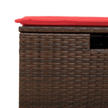 vidaXL Σκαμπό Κήπου με Μαξιλάρι Καφέ 55x55x37cm από Συνθετικό Ρατάν 1 τεμ.