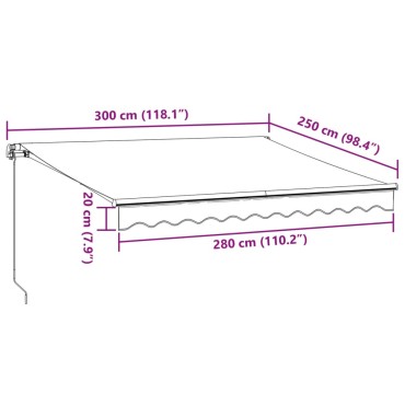 vidaXL Τέντα Πτυσσόμενη Χειροκίνητη με LED Καφέ 300x250 εκ.