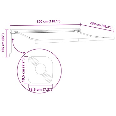 vidaXL Τέντα Πτυσσόμενη Χειροκίνητη Καφέ 300x250 εκ.