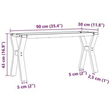 vidaXL Πόδια Τραπεζιού Σαλονιού σε Σχήμα «Y» 90x30x43cm Ατσάλι 1 τεμ.