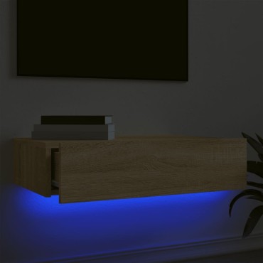 vidaXL Έπιπλο Τηλεόρασης με LED Sonoma Δρυς 60x35x15,5cm