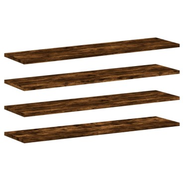 vidaXL Ράφια Τοίχου 4 τεμ. Καπνιστή Δρυς 80x20x1,5cm Επεξεργ. Ξύλο