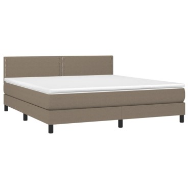 vidaXL Κρεβάτι Boxspring με Στρώμα & LED Taupe 160x200 εκ. Υφασμάτινο